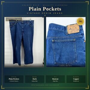 Vintage Plain Pockets Golden Rule Bootcut Jeans Dark Indigo High Rise Copper‎